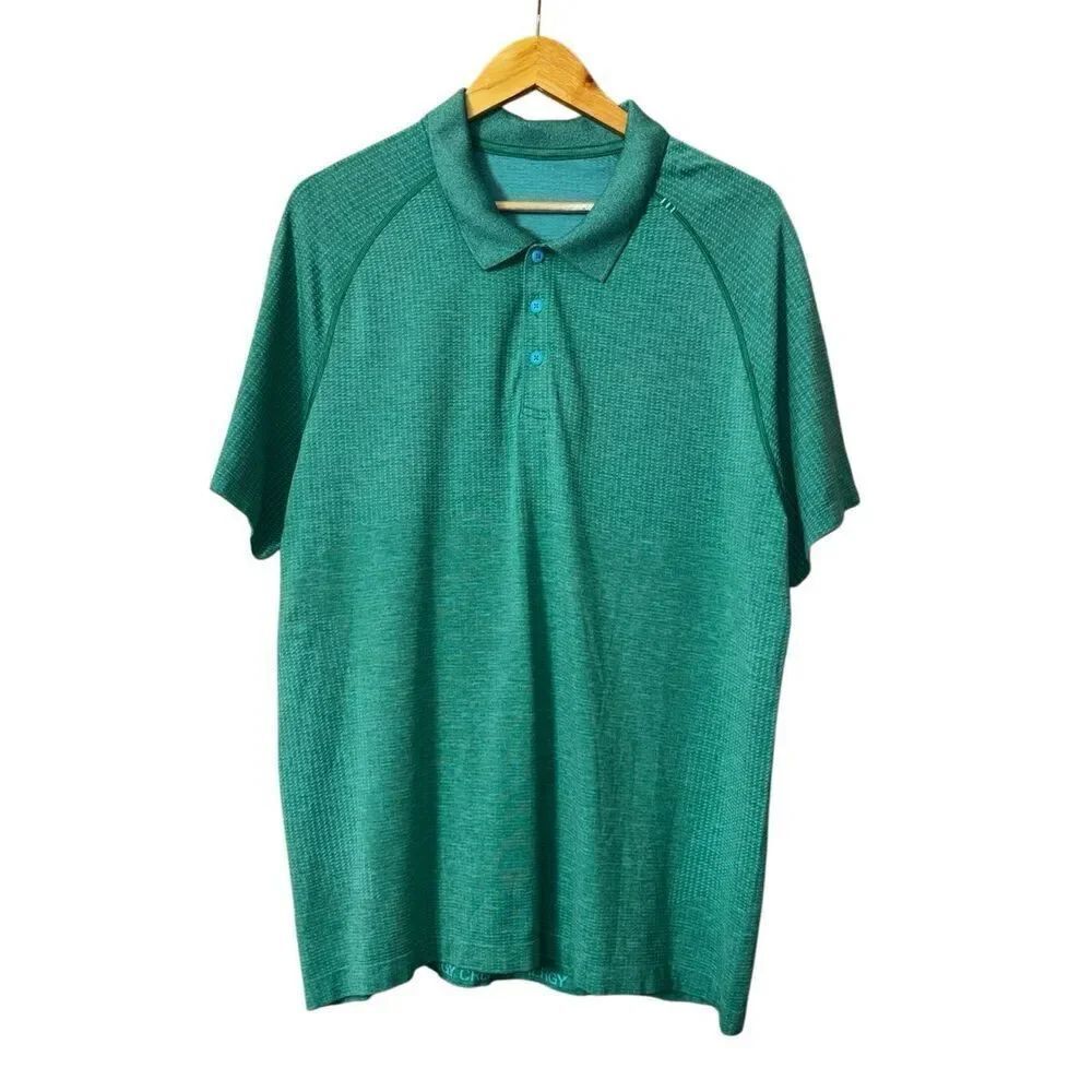 Lululemon Metal Vent Tech Polo Shirt Kayak Blue/Cascadia Green Size XXL